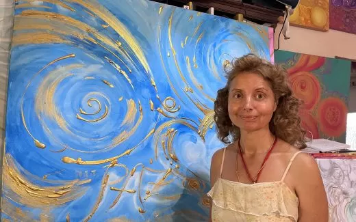 Pintora Francisca Blázquez y una de sus obras